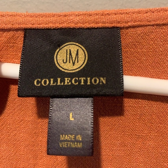 JM Collection Burnt Orange V-Neck Blouse - Picture 2 of 6